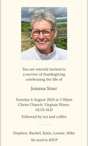 The funeral of Joanna Sizer